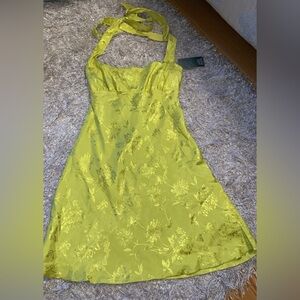 Wild fable Yellow/Green Halter tie Floral Dress size XS NWT